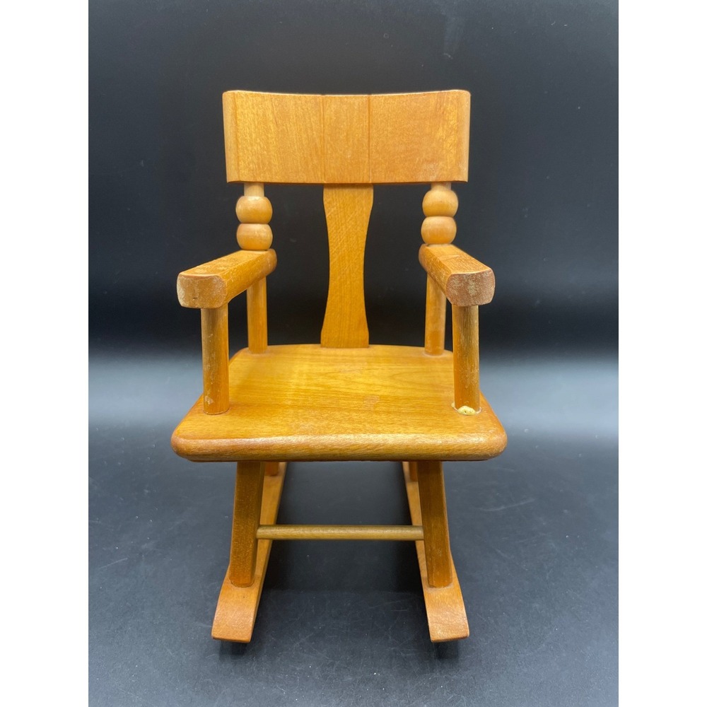 Vintage Strombecker Wooden Miniature Rocking Chair Dollhouse Furniture Stamped